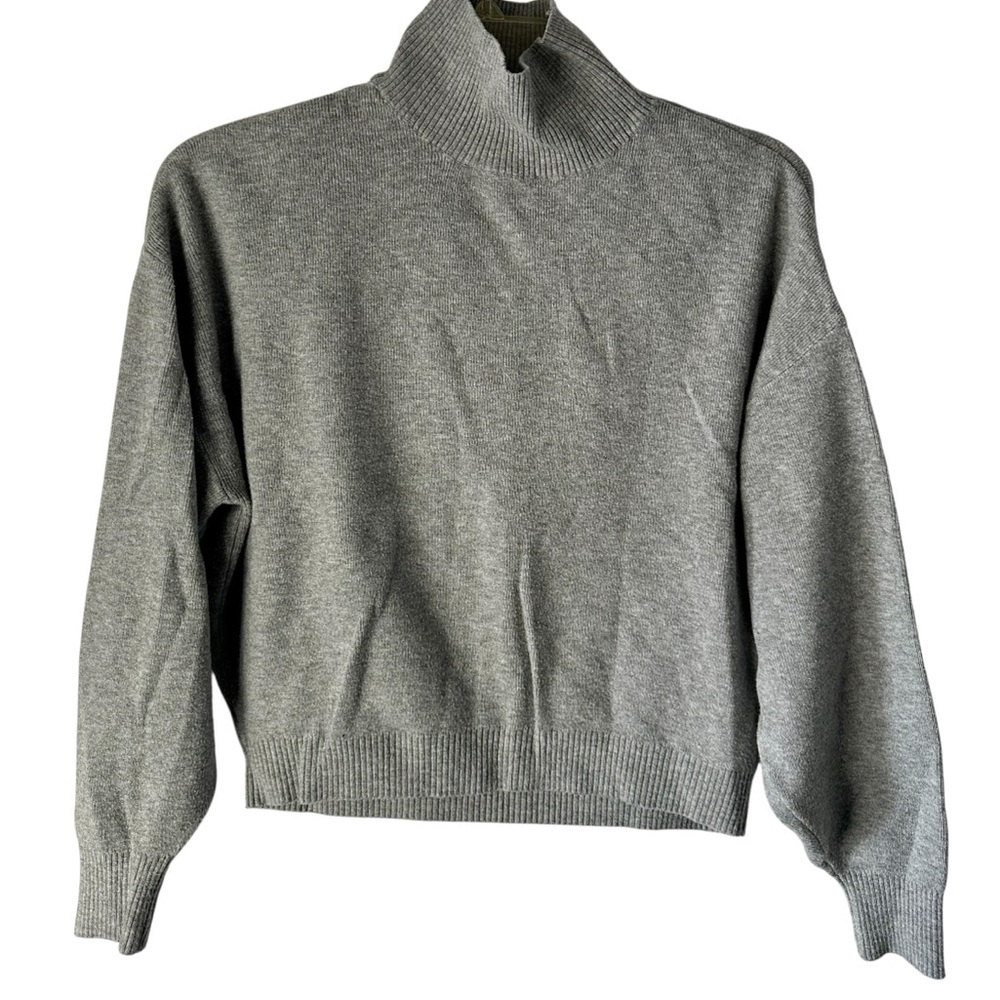 Abercrombie & Fitch Women’s Cropped Mockneck Sweater Gray Size S - Picture 2 of 6